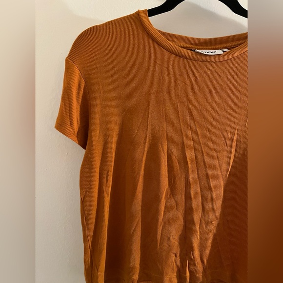 Weekday Women's Orange Cropped Ribbed Tee - Picture 5 of 6